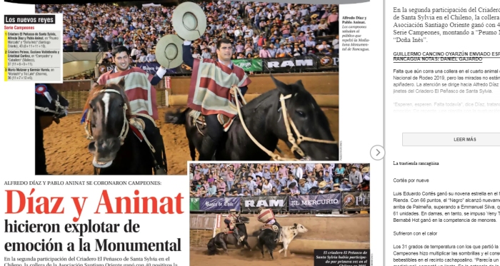 La prensa nacional y regional aplaudió a los nuevos "reyes" del Rodeo Chileno