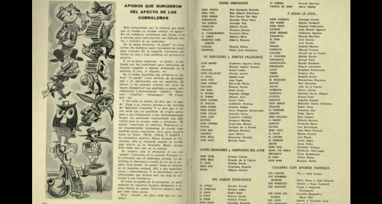 Anuario de 1974: Apodos que surgieron del afecto de los corraleros